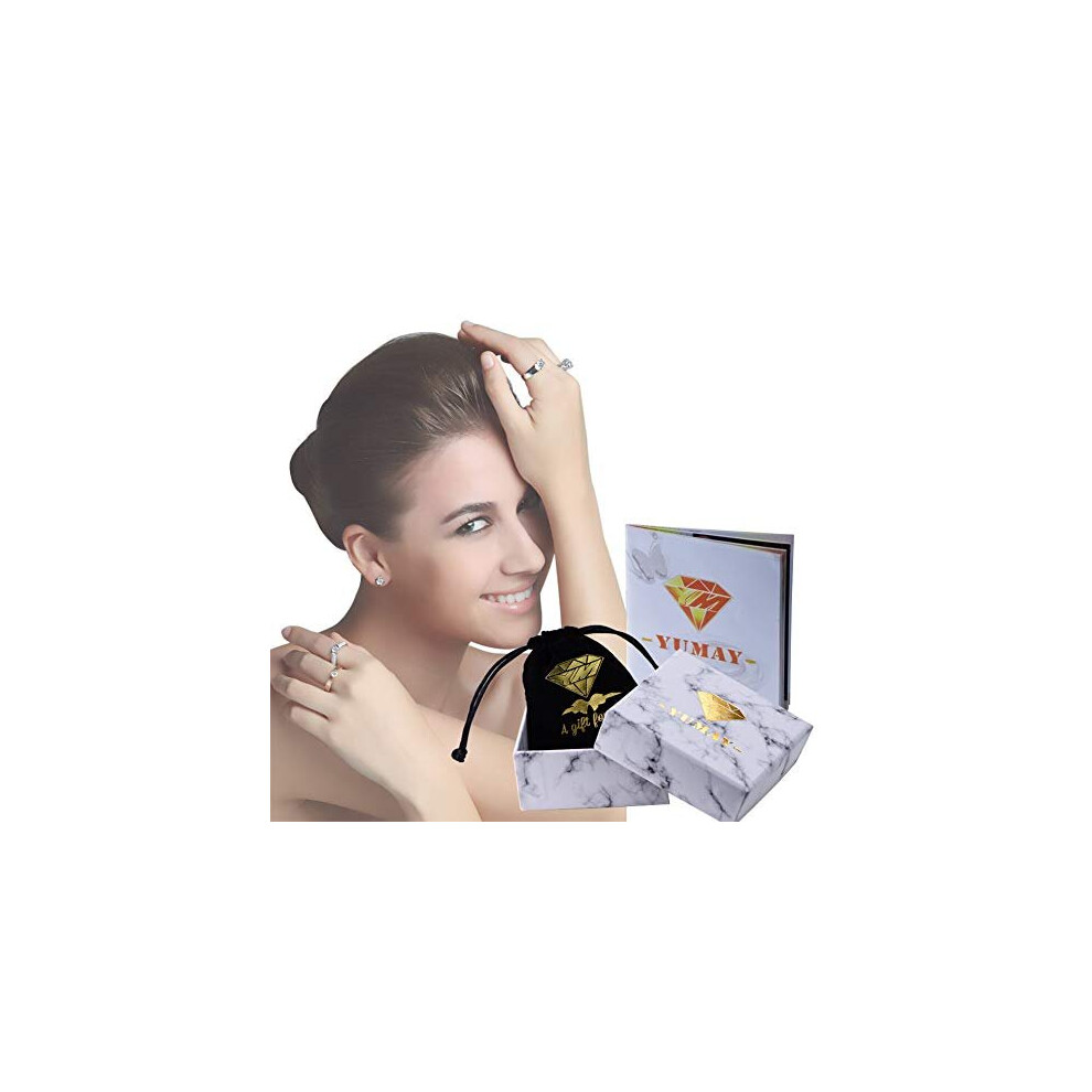 Yumay 9ct Gold White Crystal Hoop Earrings for Women, 20mm Round Hoop Earrings for Girls. - Image 5